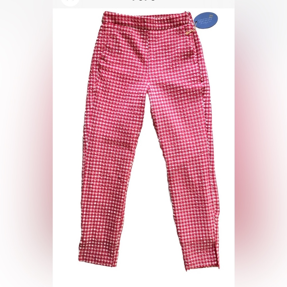 Gingham capri pants XS red & white Summer Cigarette Pants